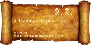Urbancsok Kinga névjegykártya