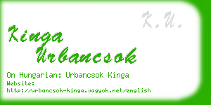 kinga urbancsok business card